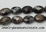 COP273 15.5 inches 10*14mm faceted oval natural grey opal gemstone beads