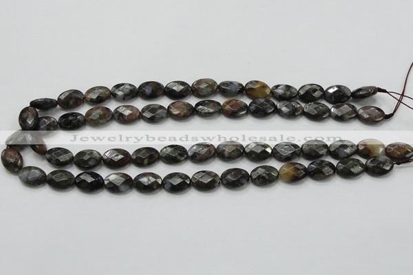 COP273 15.5 inches 10*14mm faceted oval natural grey opal gemstone beads