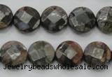 COP276 15.5 inches 14mm faceted round natural grey opal gemstone beads