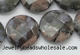 COP278 15.5 inches 25mm faceted round natural grey opal gemstone beads