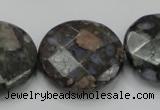 COP279 15.5 inches 30mm faceted round natural grey opal gemstone beads