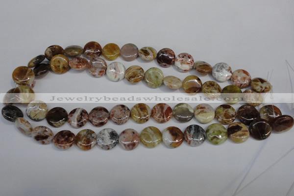 COP310 15.5 inches 15mm flat round brandy opal gemstone beads wholesale