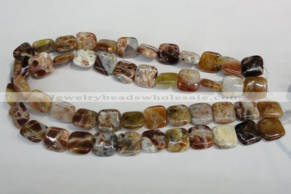 COP322 15.5 inches 16*16mm square brandy opal gemstone beads wholesale