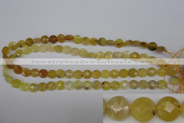 COP345 15.5 inches 10mm faceted coin yellow opal gemstone beads