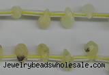 COP347 Top-drilled 6*9mm faceted teardrop yellow opal gemstone beads