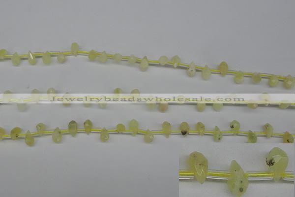 COP347 Top-drilled 6*9mm faceted teardrop yellow opal gemstone beads