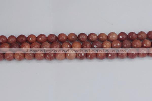 COP444 15.5 inches 10mm faceted round African blood jasper beads