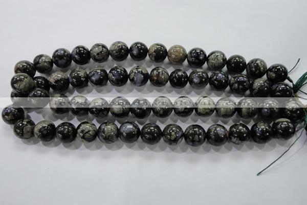 COP456 15.5 inches 14mm round natural grey opal gemstone beads