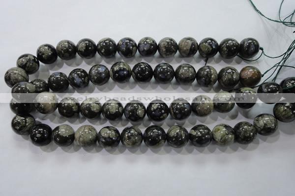 COP457 15.5 inches 16mm round natural grey opal gemstone beads