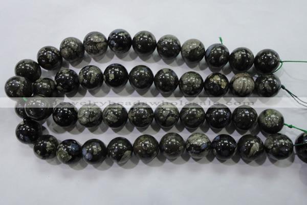 COP458 15.5 inches 18mm round natural grey opal gemstone beads