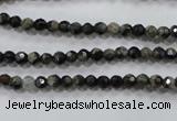 COP460 15.5 inches 4mm faceted round natural grey opal gemstone beads