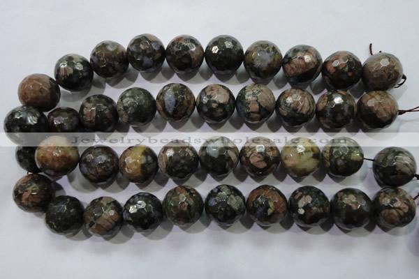 COP468 15.5 inches 20mm faceted round natural grey opal gemstone beads