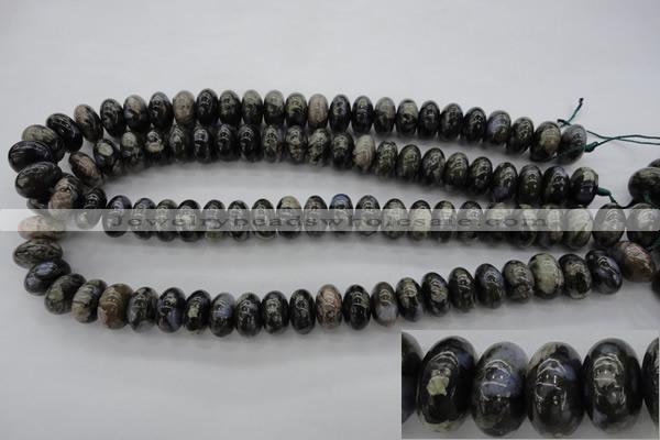 COP470 15.5 inches 10*14mm rondelle natural grey opal beads