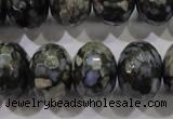 COP479 15.5 inches 15*20mm faceted rondelle natural grey opal beads