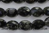 COP486 15.5 inches 10*14mm faceted oval natural grey opal beads