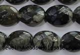 COP487 15.5 inches 13*18mm faceted oval natural grey opal beads