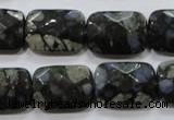 COP490 15.5 inches 13*18mm faceted rectangle natural grey opal beads