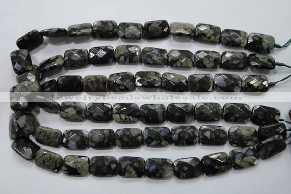 COP490 15.5 inches 13*18mm faceted rectangle natural grey opal beads