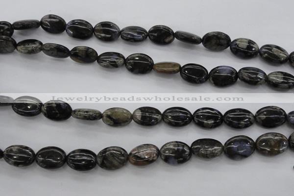 COP496 15.5 inches 10*14mm oval natural grey opal gemstone beads