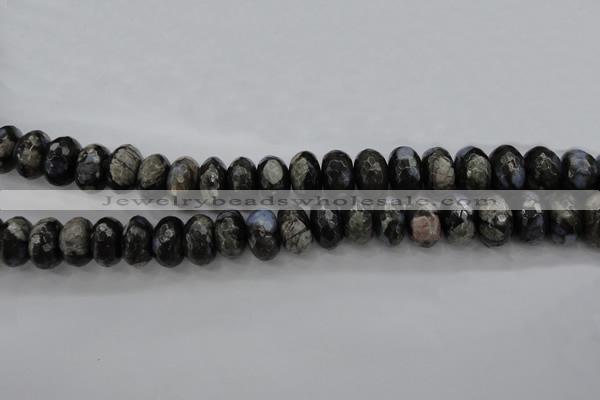 COP499 15.5 inches 8*12mm faceted rondelle natural grey opal beads