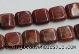 COP526 15.5 inches 12*12mm square red opal gemstone beads wholesale