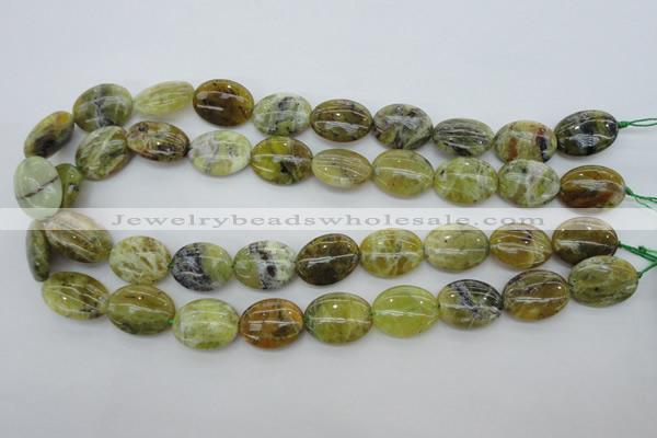 COP550 15.5 inches 15*20mm oval natural yellow & green opal beads