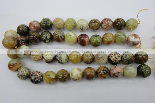 COP551 15.5 inches 18mm round yellow & green natural opal beads