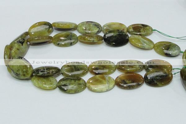 COP555 15.5 inches 20*30mm oval yellow & green natural opal beads