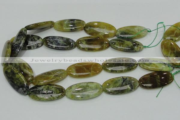 COP556 15.5 inches 20*40mm oval yellow & green natural opal beads