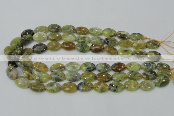 COP563 15.5 inches 13*18mm oval natural yellow & green opal beads