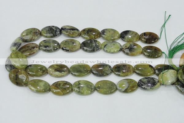 COP564 15.5 inches 18*25mm oval natural yellow & green opal beads