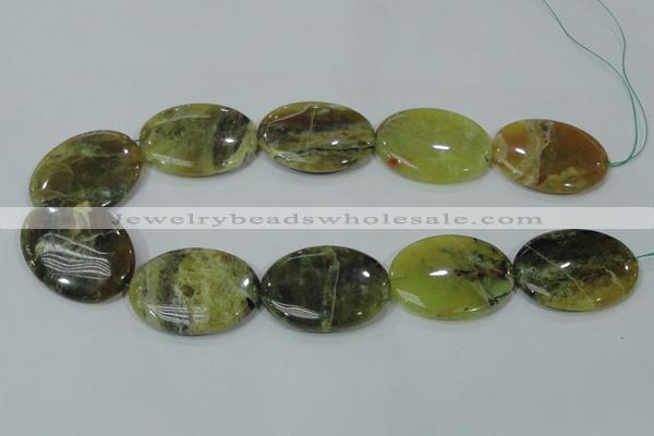 COP565 15.5 inches 30*40mm oval natural yellow & green opal beads