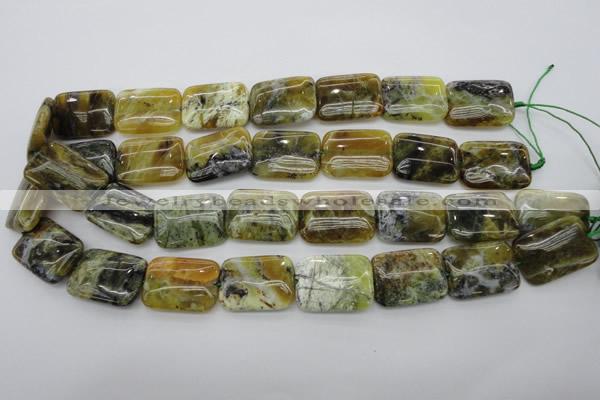 COP570 15.5 inches 18*25mm rectangle natural yellow & green opal beads