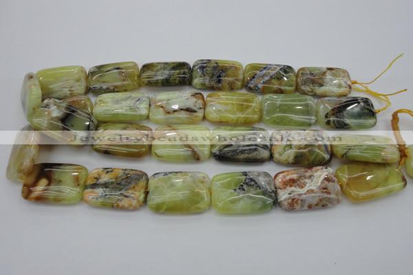 COP571 15.5 inches 20*30mm rectangle natural yellow & green opal beads