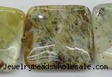 COP584 15.5 inches 40*40mm square natural yellow & green opal beads