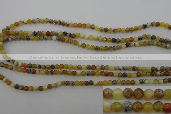 COP586 15.5 inches 4mm round natural yellow & green opal beads