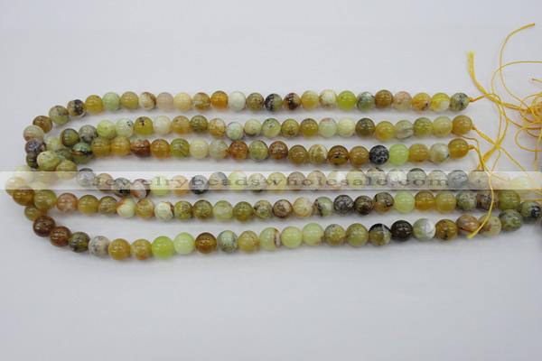 COP588 15.5 inches 8mm round natural yellow & green opal beads