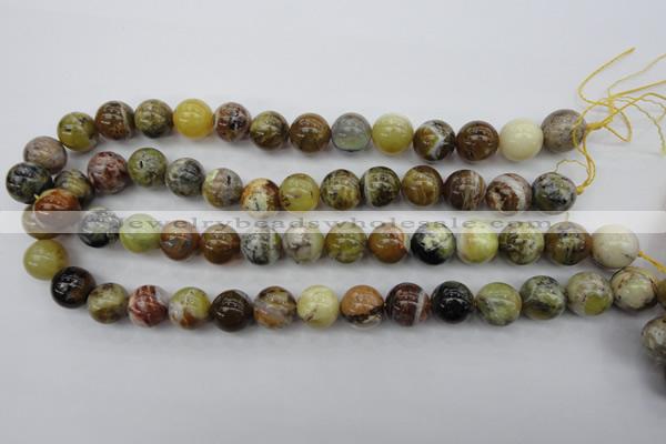 COP591 15.5 inches 14mm round natural yellow & green opal beads