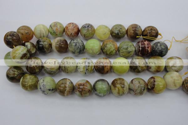 COP594 15.5 inches 20mm round natural yellow & green opal beads