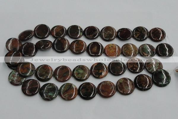 COP606 15.5 inches 20mm flat round green opal gemstone beads