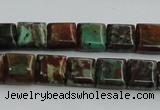 COP613 15.5 inches 10*10mm square double drilled green opal beads