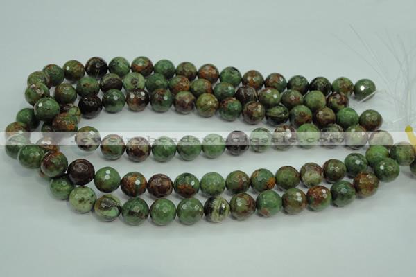 COP662 15.5 inches 8mm faceted round green opal gemstone beads