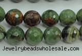 COP663 15.5 inches 10mm faceted round green opal gemstone beads