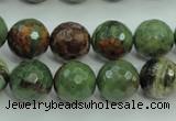 COP665 15.5 inches 14mm faceted round green opal gemstone beads