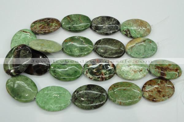 COP682 15.5 inches 30*40mm oval green opal gemstone beads