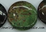 COP684 15.5 inches 35mm flat round green opal gemstone beads