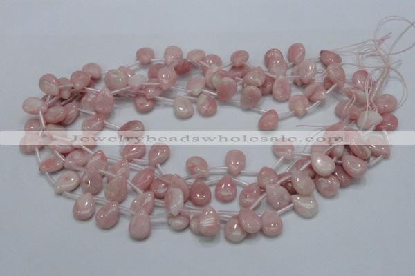 COP73 15.5 inches 10*14mm flat teardrop natural pink opal beads