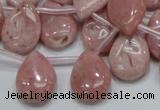 COP74 15.5 inches 13*18mm flat teardrop natural pink opal beads