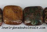 COP766 15.5 inches 25*25mm square green opal gemstone beads