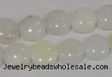 COP904 15.5 inches 12mm flat round natural white opal gemstone beads